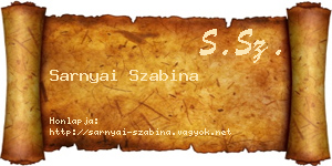 Sarnyai Szabina névjegykártya